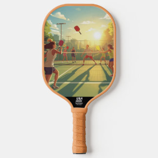 Raquette de Match de Pickleball au Coucher du Sole
