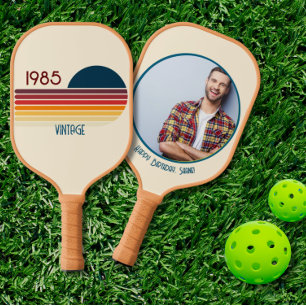 Raquette De Pickleball 1985 40e Anniversaire Retro Stripe Photo personnal