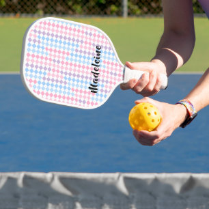 Raquette De Pickleball 1990s 2000s Y2K Pastel Ajouter le nom Retro Checke