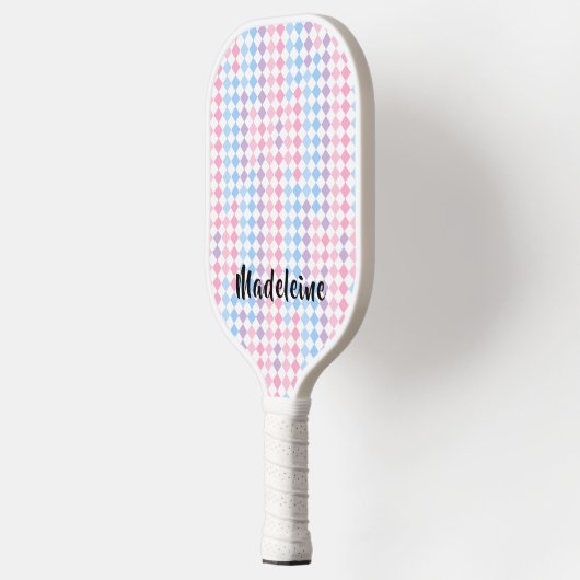 Raquette De Pickleball 1990s 2000s Y2K Pastel Ajouter le nom Retro Checke (Gauche)