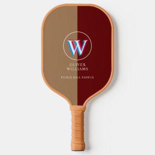 Raquette De Pickleball 2 Tons Brun Rouge Trois Couches Initiales