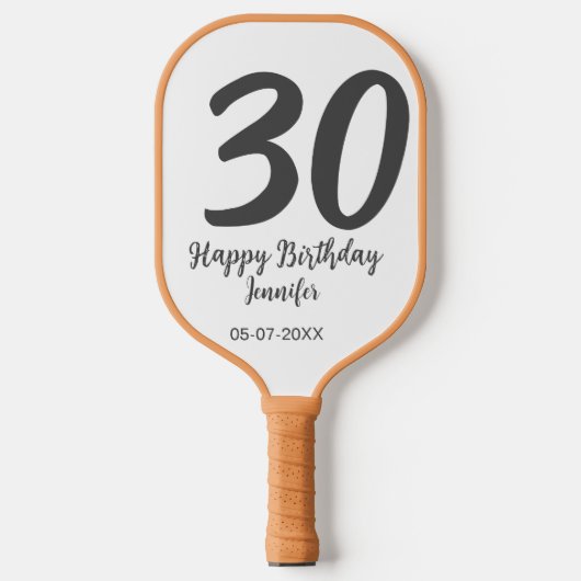Raquette De Pickleball 30e anniversaire ajouter nom date année noir modèl (Recto)