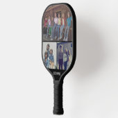 Raquette De Pickleball 3 Collage photo avec nom - noir blanc (Gauche)