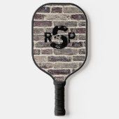 Raquette De Pickleball 3 Lettre initiale Monogramme Brick Wall désorganis (Recto)