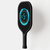 Raquette De Pickleball 3 Monogramme Initial Lettre Futuriste Tech Cercle (Gauche)
