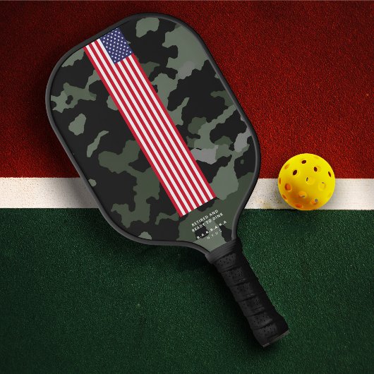 Raquette De Pickleball 4 juillet moderne Stars Stripes US Drapeau Camo