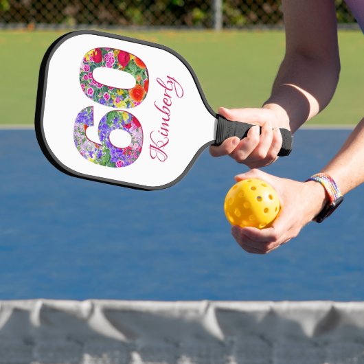 Raquette De Pickleball 60e anniversaire floral design pagaie (Insitu)