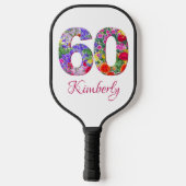 Raquette De Pickleball 60e anniversaire floral design pagaie (Verso)