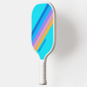 Raquette De Pickleball 80s Neon Ocean Sky rayé avec le nom (Gauche)