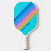 Raquette De Pickleball 80s Neon Ocean Sky rayé avec le nom (Recto)