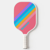 Raquette De Pickleball 80s Neon Sunrise rayé avec le nom (Recto)