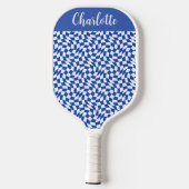 Raquette De Pickleball 90's theme blue checkered name monogram (Verso)