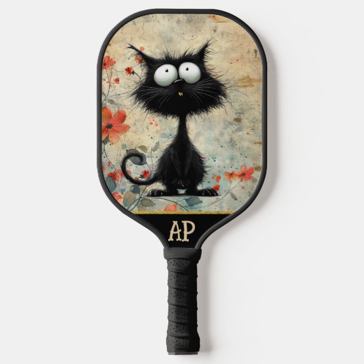 Raquette De Pickleball *~* 9 Whimsical Quirky Cat AP68 Floral (Recto)