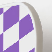 Raquette de Pickleball à damier violet avec nom pe (Détail gauche)