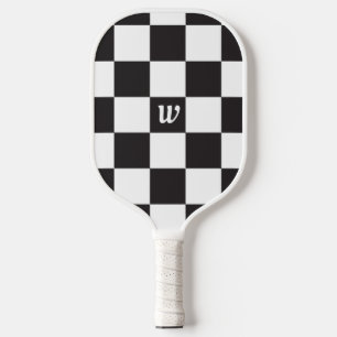 Raquette De Pickleball à damiers Monogramme noir et blanc