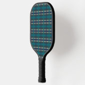Raquette De Pickleball à damiers Plaid Bleu Vert Violet Et Turquoise (Gauche)