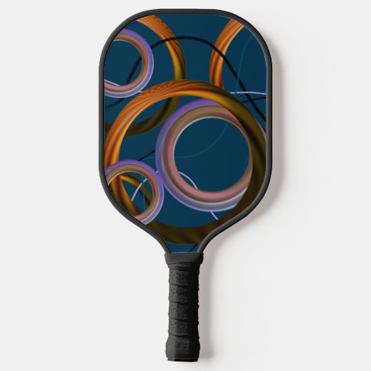 Raquette de Pickleball à Design Abstrait Bleu et O (Verso)
