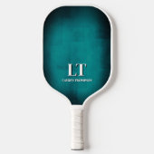 Raquette de pickleball à monogramme Aqua et Blanc (Recto)