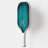 Raquette de pickleball à monogramme Aqua et Blanc (Gauche)
