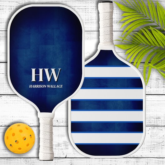 Raquette de Pickleball à Monogramme Bleu Marine et