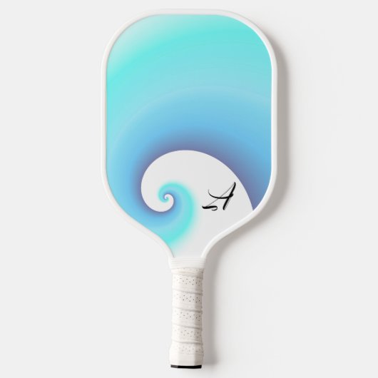 Raquette de Pickleball à Monogramme de Vague Océan (Verso)
