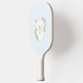 Raquette de Pickleball à Monogramme et Rayure Bleu (Gauche)