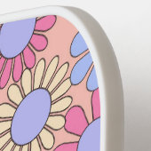 Raquette de pickleball à monogramme floral rétro  (Détail gauche)