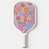 Raquette de pickleball à monogramme floral rétro  (Verso)