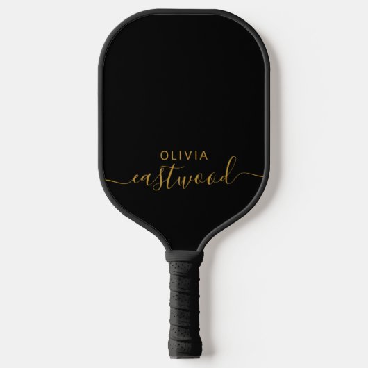 Raquette de Pickleball à Monogramme Moderne Noir e (Recto)