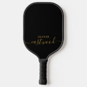 Raquette de Pickleball à Monogramme Moderne Noir e (Verso)