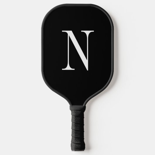 Raquette de Pickleball à monogramme noir et blanc (Recto)