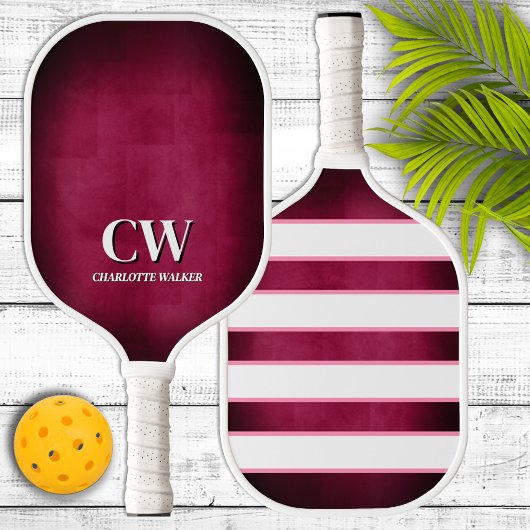 Raquette de pickleball à monogramme rose et blanc