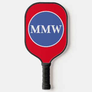 Raquette de Pickleball à monogramme rouge blanc bl