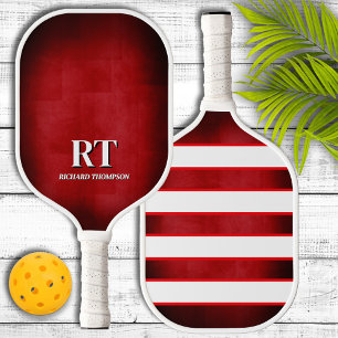 Raquette de pickleball à monogramme rouge et blanc