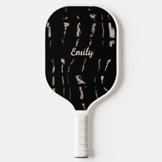 Raquette de pickleball à nom de script noir abstra (Recto)