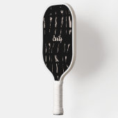 Raquette de pickleball à nom de script noir abstra (Gauche)