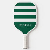 Raquette de Pickleball à raies vertes et blanches (Recto)