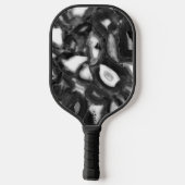 Raquette De Pickleball Abstrait Black White agates script de code monogra (Verso)