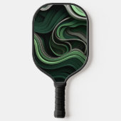 Raquette De Pickleball Abstrait curviligne vert et gris (Verso)