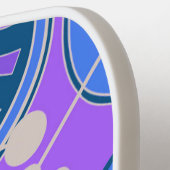 Raquette De Pickleball Abstrait, funky, bleu, violet et blanc. (Détail gauche)