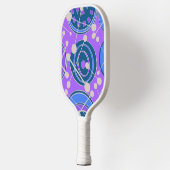 Raquette De Pickleball Abstrait, funky, bleu, violet et blanc. (Gauche)