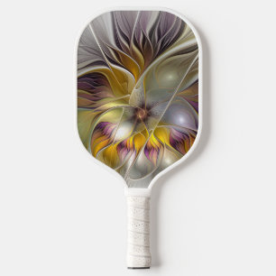 Raquette De Pickleball Abstrait Imaginaire coloré Fleur moderne Fractal