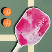 Raquette De Pickleball Abstrait rose moderne brosse Nom personnalisé