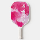 Raquette De Pickleball Abstrait rose moderne brosse Nom personnalisé (Recto)