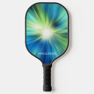 Raquette De Pickleball Abstraite couleur bleue verte éclatée personnalisé