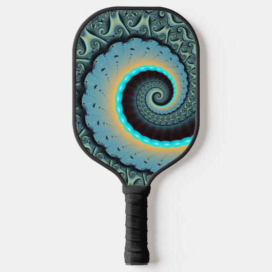 Raquette De Pickleball Abstraite spirale d'art fractal bleu turquoise ora (Recto)
