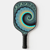 Raquette De Pickleball Abstraite spirale d'art fractal bleu turquoise ora (Verso)
