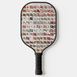 Raquette De Pickleball Affiche des drapeaux nautiques antiques du monde