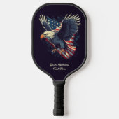 Raquette De Pickleball Aigle américain texte personnalisé (Verso)