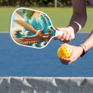 Raquette De Pickleball Aigle Majestueux Tournant Au-Dessus De La Plage